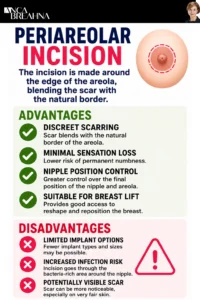Breast Implant Incisions – Inframammary, Periareolar, Transaxiliary Infographics 1 - Anca Breahna