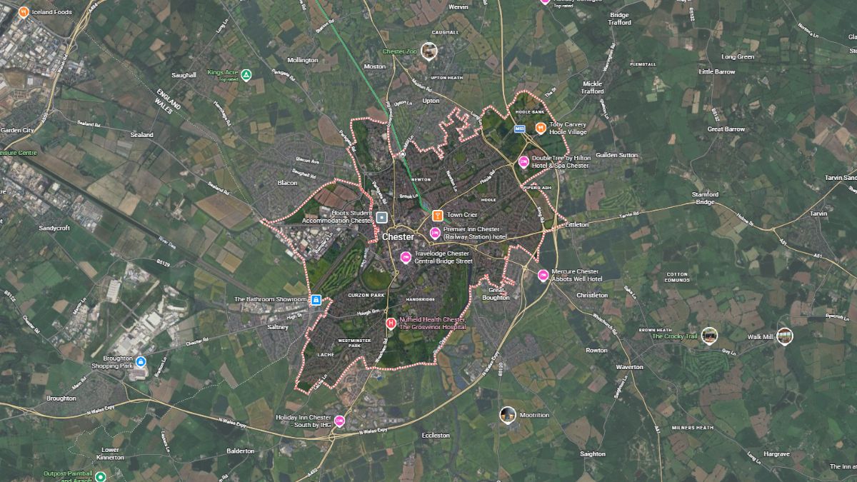Chester Map - image snipped from google maps