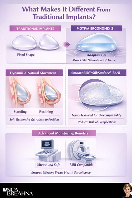 Everything You Need To Know About Motiva Ergonomix 2 Breast Implants Infographic by Dr Anca Breahna