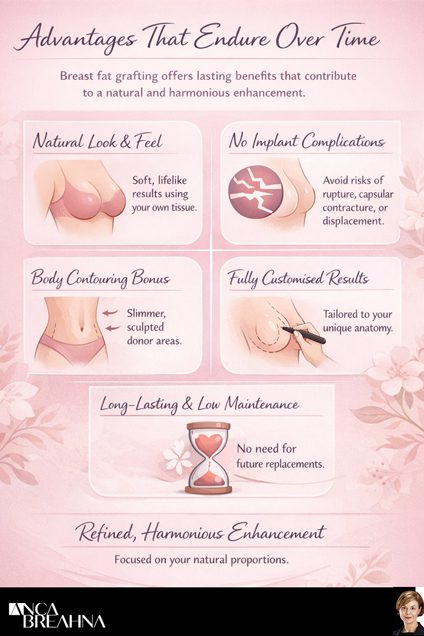 Long-Term Results of Breast Fat Grafting: What to Expect Over Time Infographic by Dr Anca Breahna