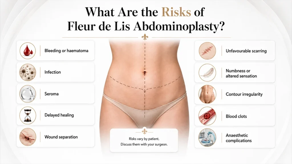 What Are The Risks of Fleur de Lis Abdominoplasty Infographic by Miss Anca Breahna